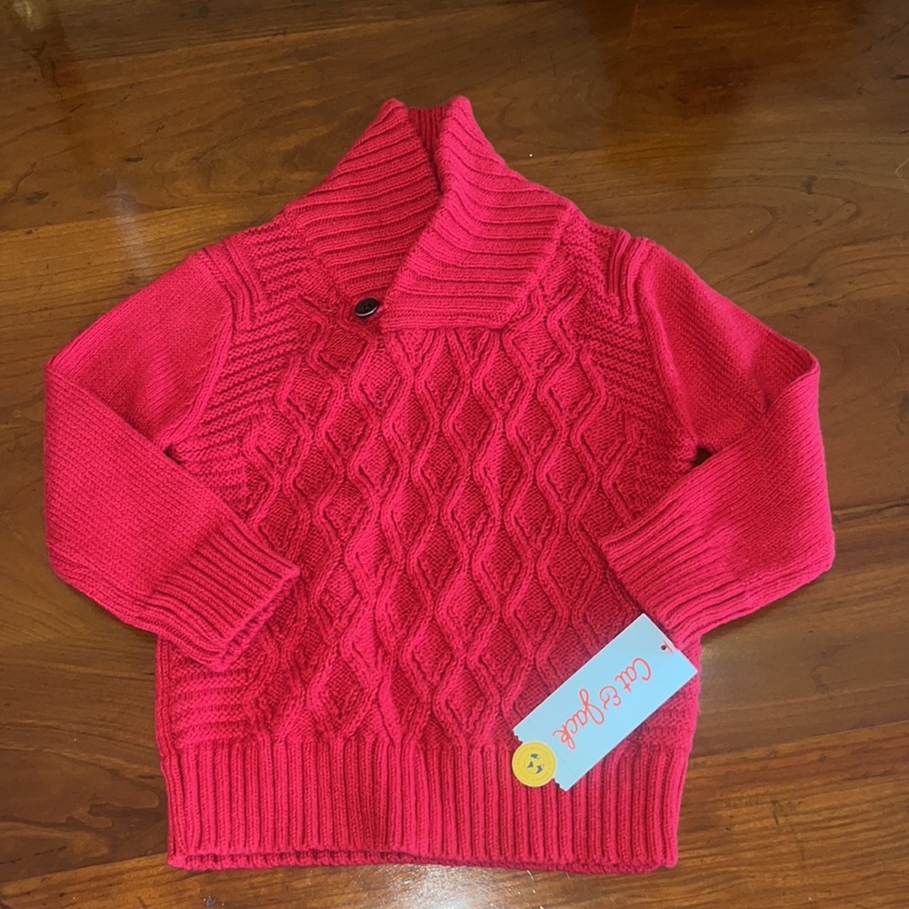 Cat & Jack Shawl Collar Pullover Sweater Red 2T